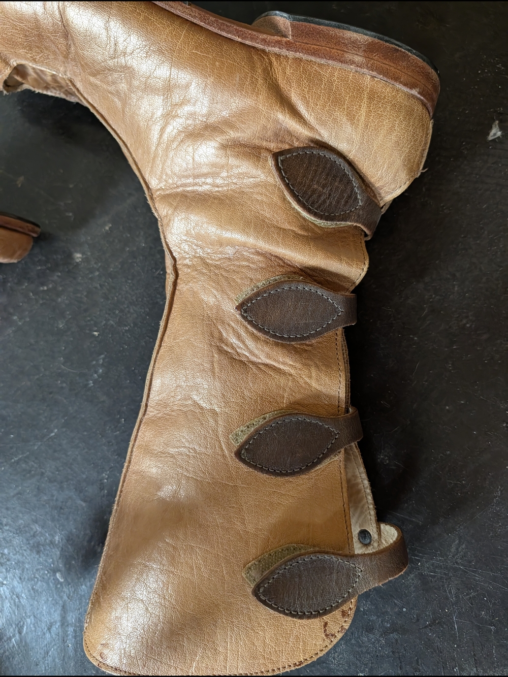 Women's Cydwoq Custom Leather Mid-Calf Boots with Leaf Strap Accents - Picture 9 of 10